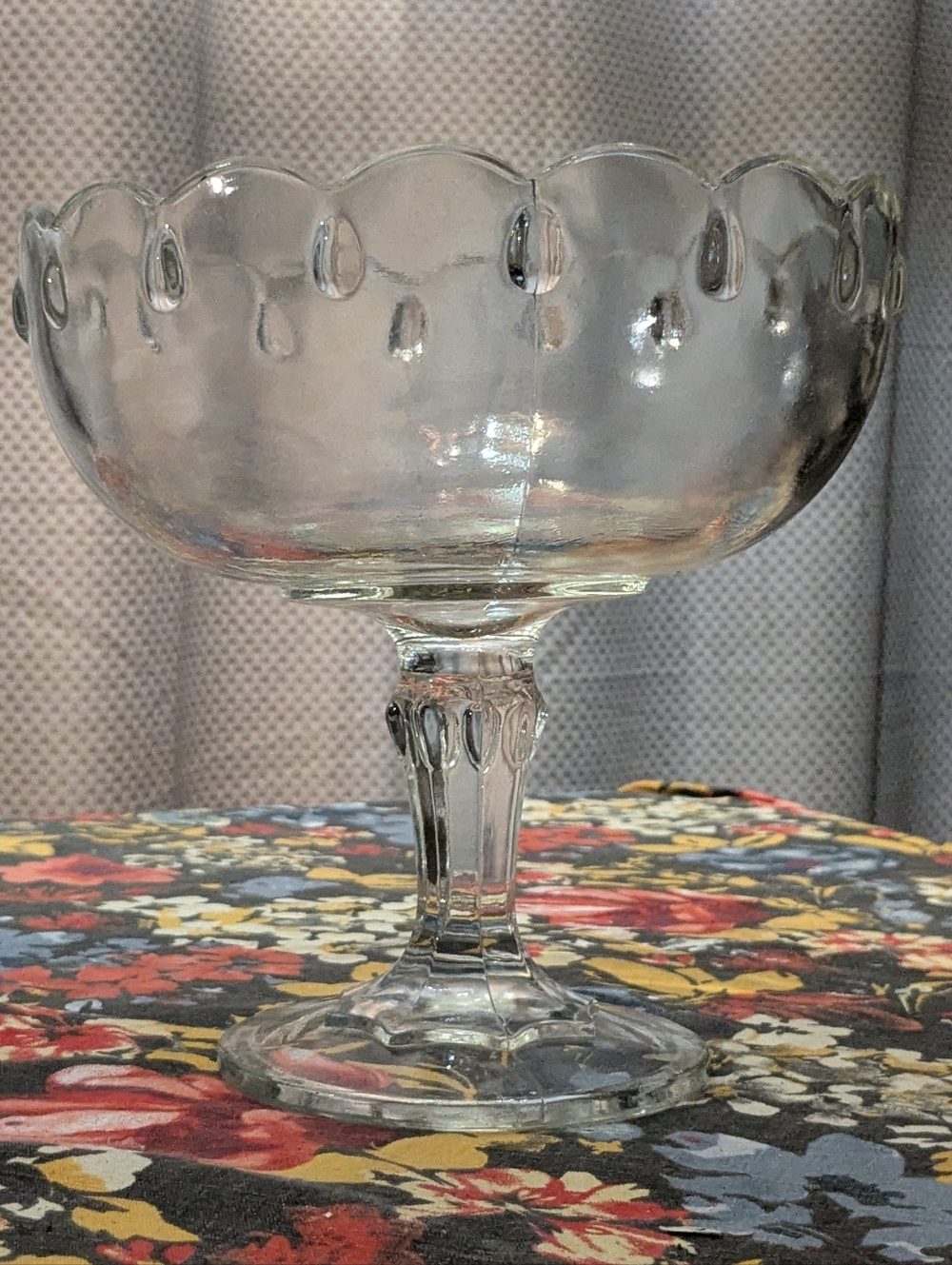 Mid Century Pedestal Bowl Compote Vintage Indiana Glass Teardrop Pattern